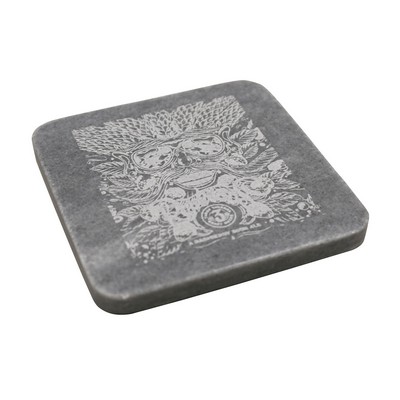 Square Marble Gray Coaster with Rounded Corners