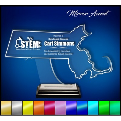 13" Massachusetts Clear Acrylic Award with Mirror Accent