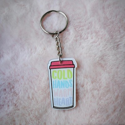 Drinking Cup Shaped Keychain Acrylic Key Ring For Souvenir- Two Sides Printing