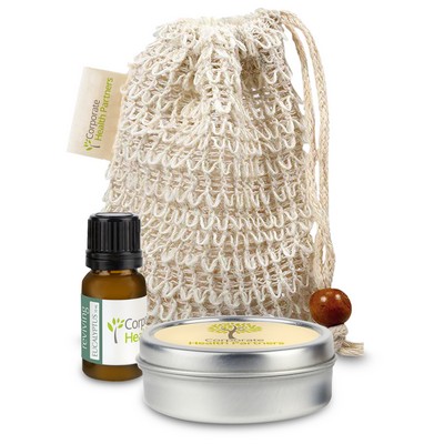 Loofah Bag with Essential Oil and Candle Tin