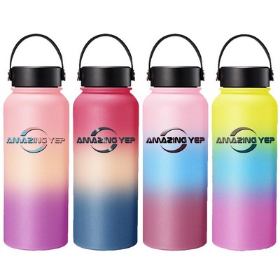 High-Capacity Gradient Stainless Bottle W/ Carrying Strap 27oz.