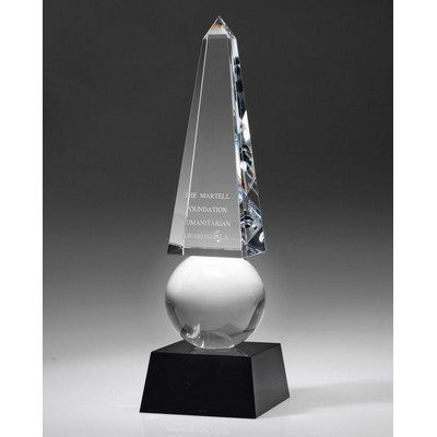 Monumental Obelisk Crystal Award, 15"H