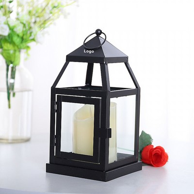 Wind Lantern Candlestick Wrought Iron Glass Lantern Candle Holder