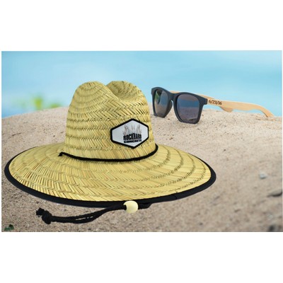 Straw Hat w/Seti Bamboo Sunglasses Gift Set