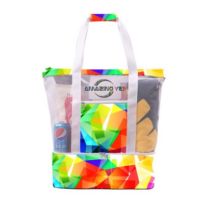 Insulated Detachable Picnic Mesh Beach Tote Bag