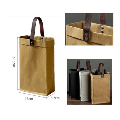 Washable Kraft Paper Wine Tote Bag