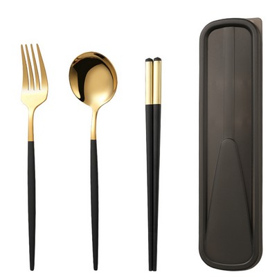 Stainless Steel Chopsticks Spoon and Fork Cutlery Set