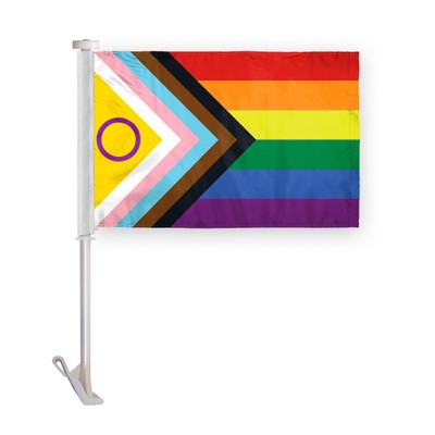 10.5" x 15" wPoly Intersex Progressive Pride Premium Car Flag