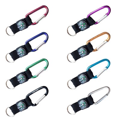 Carabiner Strap Key Chain w/Compass