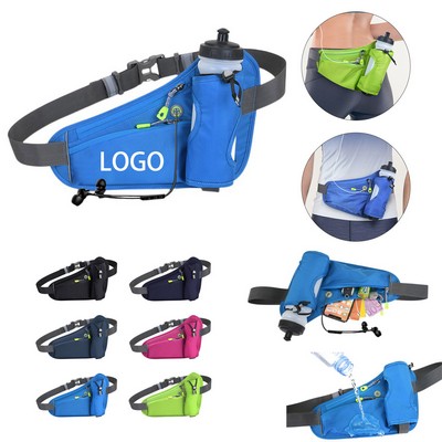 Oxford Fabric Waist Pack with Water Bottle Holder for Hiking and Travel