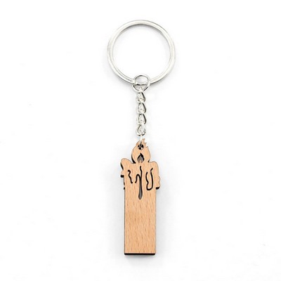 Candle Shape Wooden Keychain