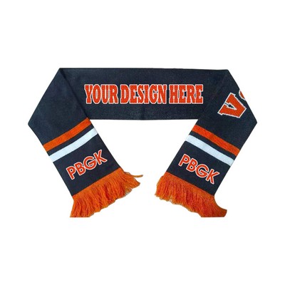 Soccer Scarves Stadium Knit Stretch Scarf With Fringe