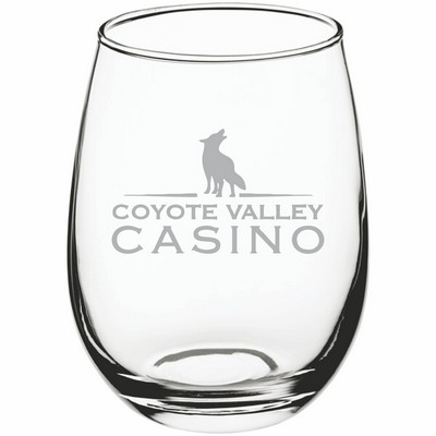 Deep Etched or Laser Engraved 12 oz. Stemless Wine Glass