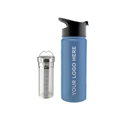 GROSCHE CHICAGO STEEL Tea Infuser Flask, Travel Bottle, Insulated Water Bottle | 16oz / 47ml