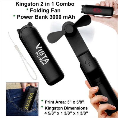 Kingston Folding Power Bank & Multi Speed Fan Combo 3000 mAh