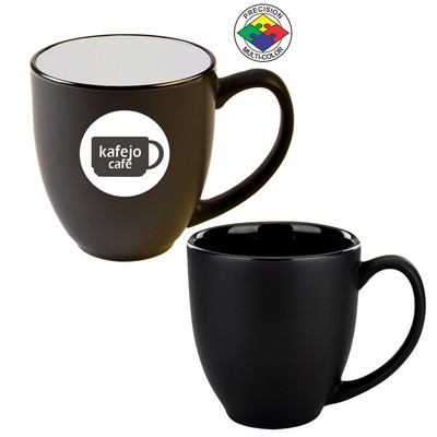 14 Oz. Vitrified Two-Tone Hilo Black/White Bistro Mug - Precision Spot Color - Dishwasher Resistant