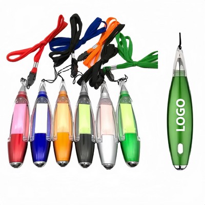 4-in-1 Portable Multifunctional ABS Ballpoint Pen w/Sticky Note & Lanyard & LED Light (MOQ 100PCS)