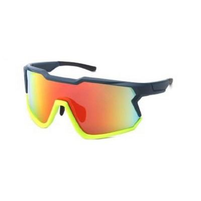 Goggles Sunglasses - Red Mirror Lenses - Black and Green Frames