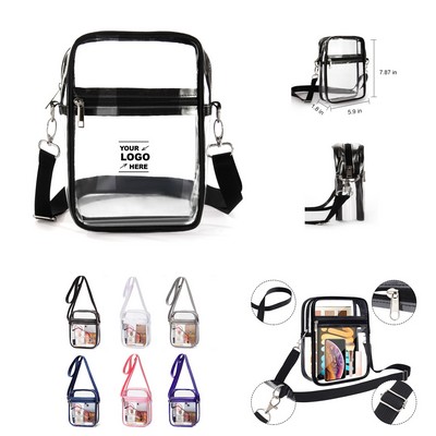 PVC Clear Crossbody Stadium Bag With 2 Pockets