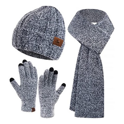 3-In-1 Heathered Knit Winter Set