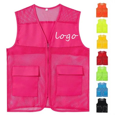 Custom Mesh Reflective Volunteer Vest With Pockets