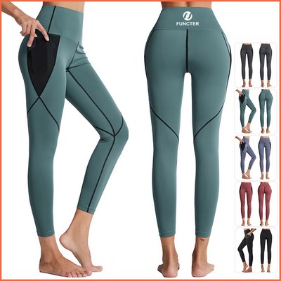 Premium Women's Fitness High Waist Yoga Leggings Tummy Control Sport Tights With Side Pocket