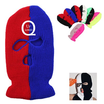 Two-Tone Knitted Mask Hat