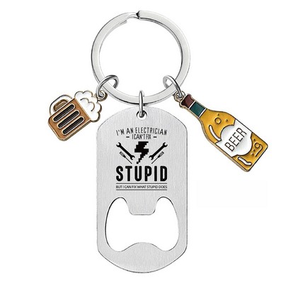 Stainless Steel Flat Beer Bottle Opener Keychain