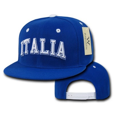 Italia Italy Snapback Country Cap w/Flat Bill