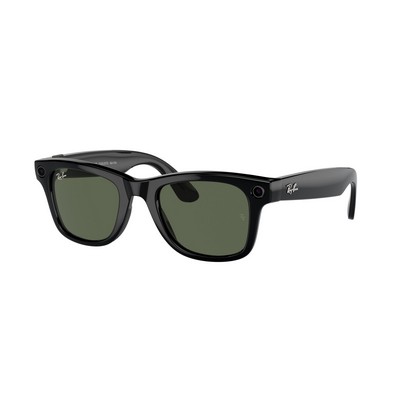 Ray-Ban® Shiny Black Meta Wayfarer Sunglasses w/43.6 mm Lens