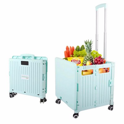 Plastic Lightweight Folding Storage Trolley Cart With Wheels