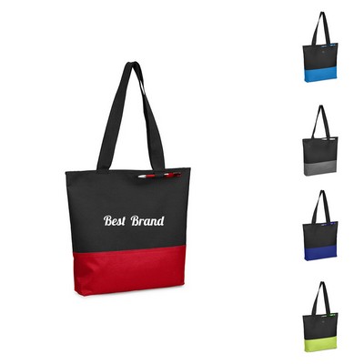 600D Polyester Two-Tone Tote Bag with Pen Loop