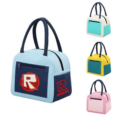 Stylish Color-Block Pocket Lunch Bag