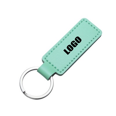 Rectangle PU Leather Keychain