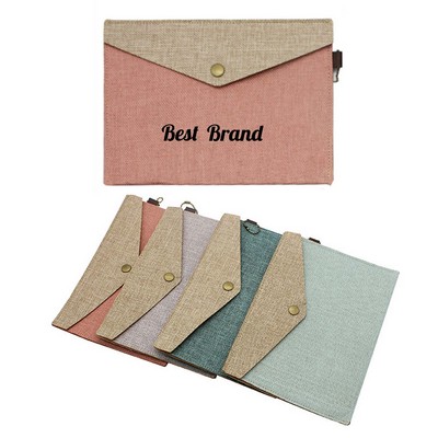 Custom A4 Cotton Linen Blended Fabric Envelope Bag