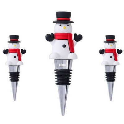 Festive PVC Snowman Wine Cork Bottle Stopper