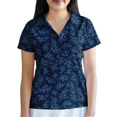 Women's Golf Polo - Navy Daisy Women's