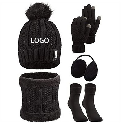 5 Pieces Women Winter Beanie Set