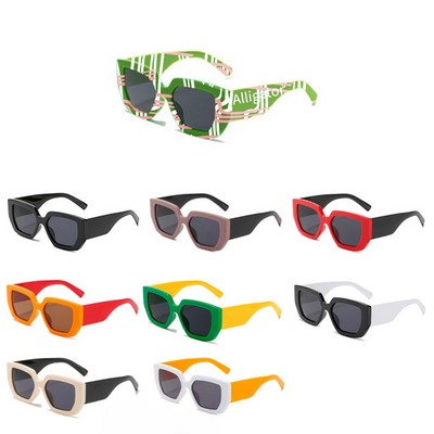 Retro Square Framed Sunglasses- Full Color Imprint