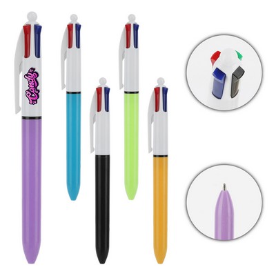 Retractable 4-Color Ball Pens, Medium Point 1.0mm