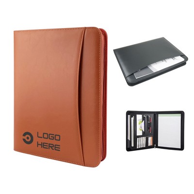 A4 Leather Business Planner & Notebook Organizer With Zipper