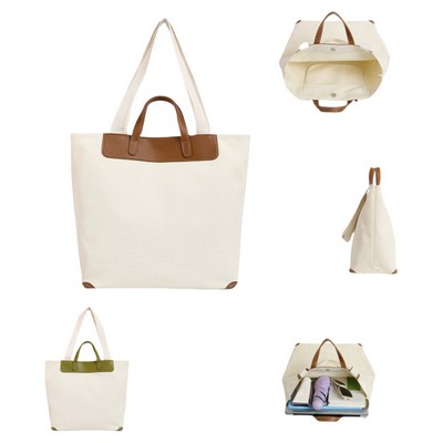 Classic Canvas Tote Bag with Magnetic Closure