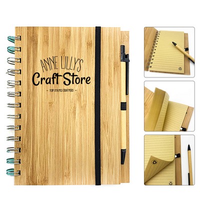 Bamboo Spiral Notebook with Pen