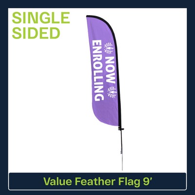 Value 9' Feather Flag - Single Sided w/Spike Base and Carry Bag