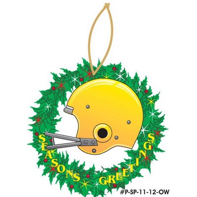 Football Helmet Promotional Wreath Ornament w/ Black Back (12 Square Inch)