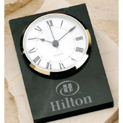 Black Genuine Marble Large Wedge Desk Clock Award