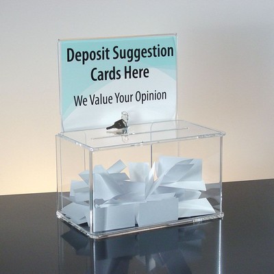 Acrylic Ballot Box w/Sign Holder