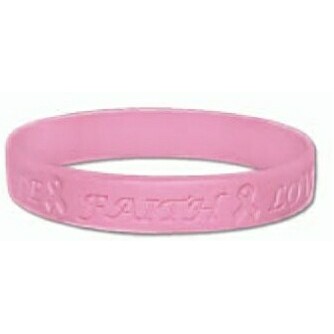 Pink Ribbon Debossed Silicone Bracelet