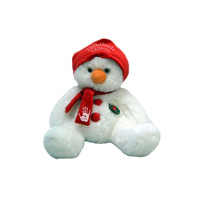 Custom Plush Sitting White Snowman Penguin w/ Hat & Scarf