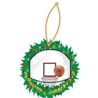 Basketball Goal Promotional Wreath Ornament w/ Black Back (2 Square Inch)